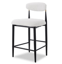 Kort & Co. Capri Counter-Height Stool with Boucle Fabric & Gold Accent, 26
