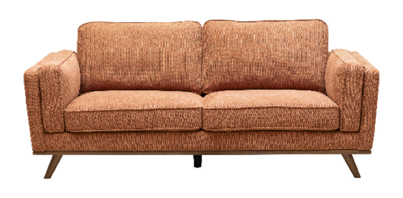 Kort & Co. Kassia 80\" Orange Linen-Look Fabric Condo-Size Sofa with Wood Base and Legs