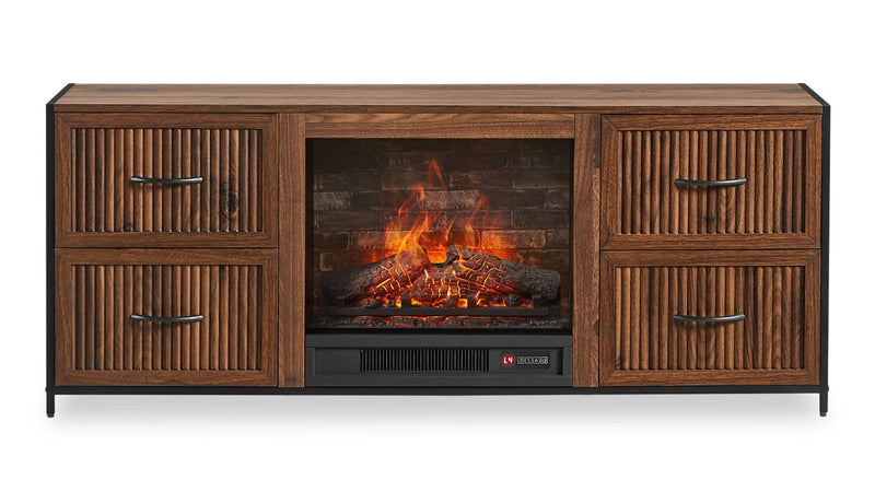  Harvin 54\" Electric Fireplace TV Stand with Storage for TVs up to 50\" – Brown Oak 