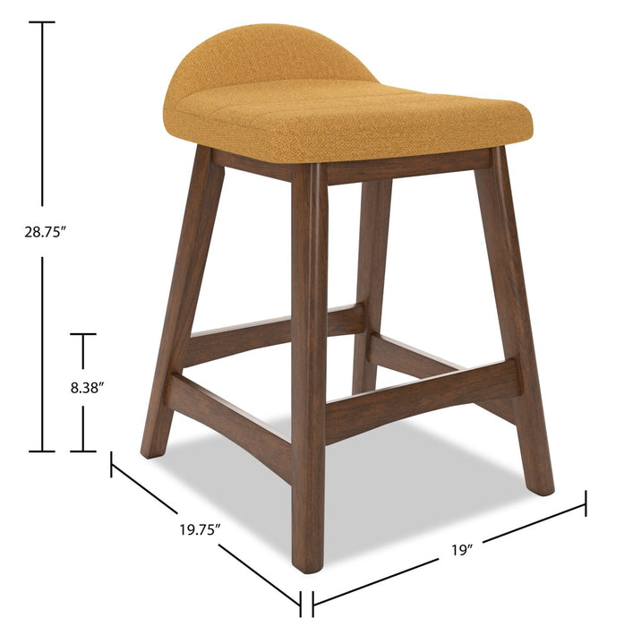 Jovi Counter-Height Stool with Linen-Look Fabric, 24\"H, Wood - Mustard 