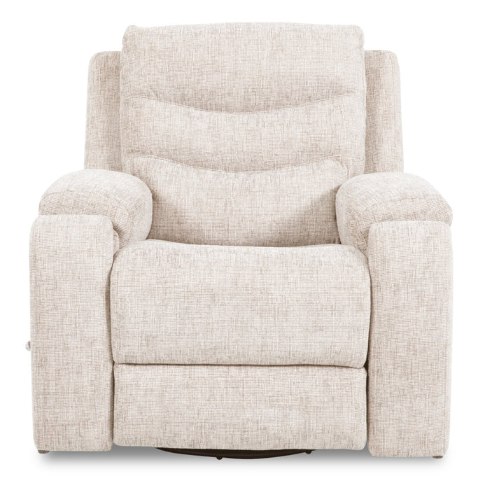 Hudson 40\" Grey Chenille Fabric Glider Reclining Chair with Dual Cupholders