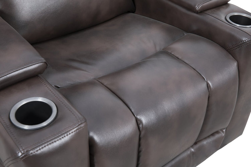 Escape 39\" Power Reclining Chair with Power Headrest and Surround Sound - Dark Brown Leather-Look Fabric