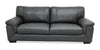 Classico 90\" Genuine Leather Sofa with Wood Legs – Carbon Grey