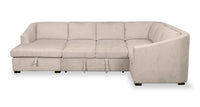 Envy 3-Piece Left-Facing Chenille Fabric Sleeper Sectional with Storage Chaise - Almond Beige 