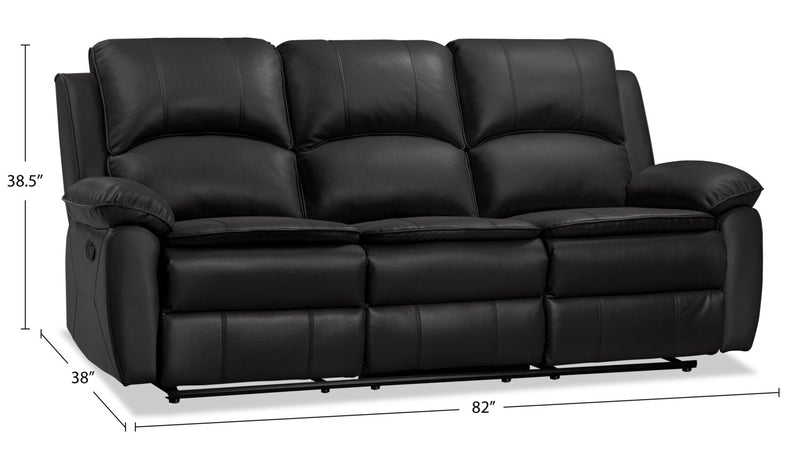 Chandler 82\" Leather-Look Fabric Reclining Sofa - Grey 