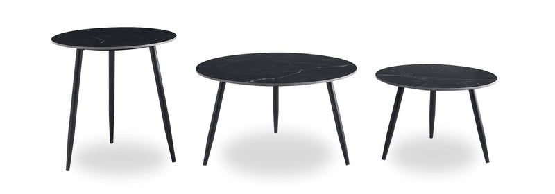 Delancey 3-Piece Coffee and Two End Tables Package - Black