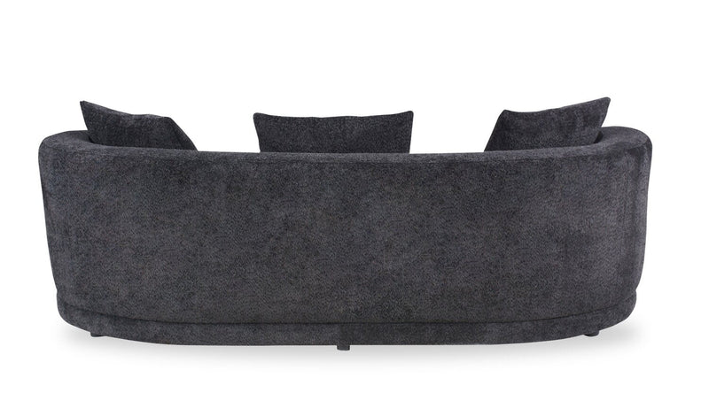 Moon 91\" Fabric Curved Sofa with Accent Pillows - Wooly Raven Black 