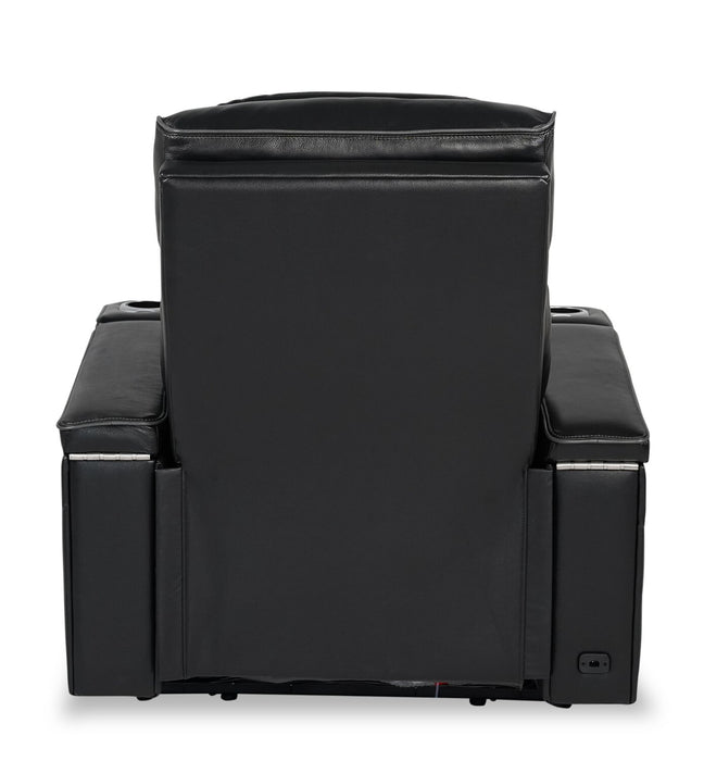 Elite Genuine Leather Power Recliner with Massage Function - Black