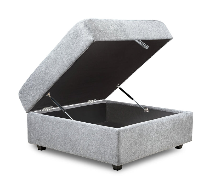 Scott Living Evolve Modular 39.5\" Linen-Look Fabric Storage Ottoman with Feather Down Cushion - Grey 