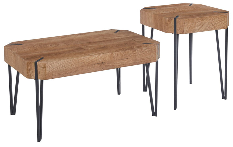 Arden 35” Modern 2-Pack Coffee + End Table - Brown