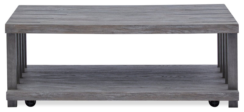 Eldridge 48\" Modern Coffee Table with Shelf - Weathered Grey with Metal and Wood