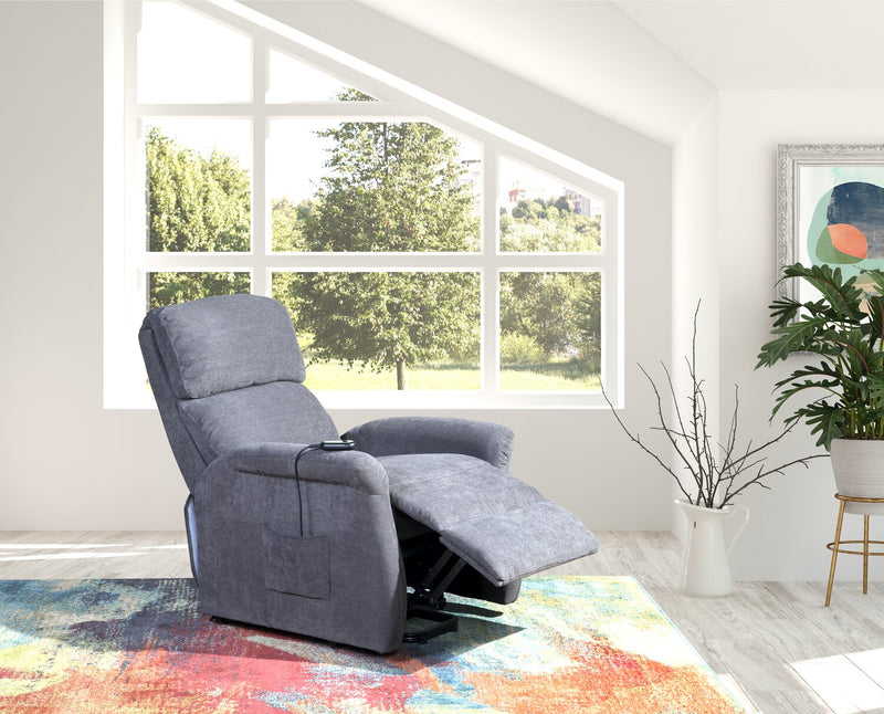 Ruben 32\" Chenille Fabric Power Lift Reclining Chair - Grey 