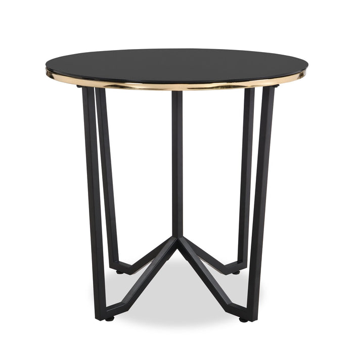 Xander Round Glass End Table - Black
