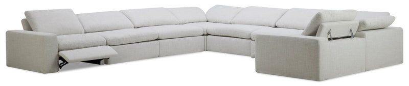 Sky Modular 8-Piece Fabric Power Reclining Sectional with Removable Feather Down Cushions -Nathan Wheat