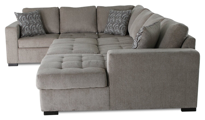 Legend 4-Piece Right-Facing Chenille Sleeper Sectional - Platinum 