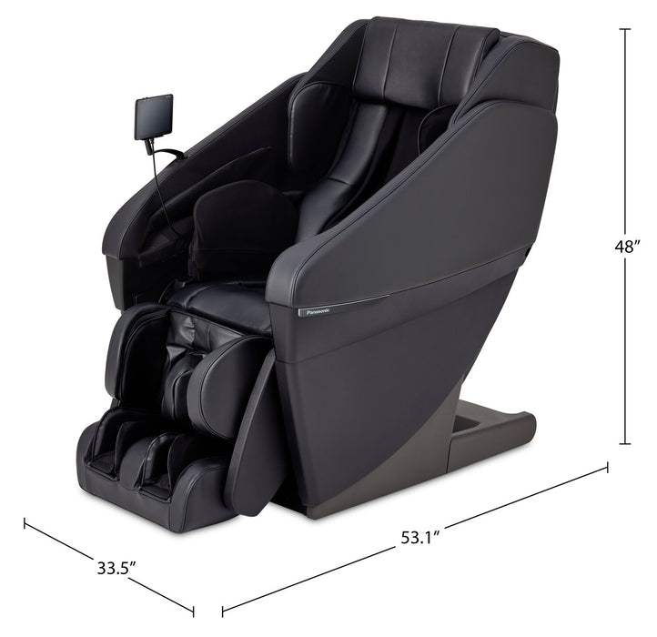Panasonic Real Pro ULTRA Prestige™ 33.5\" Black High-Quality Synthetic Leather Reclining Massage Chair 