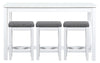 Noah 60” Modern Sofa Table with 3 Counter-Height Stools and USB Ports - White