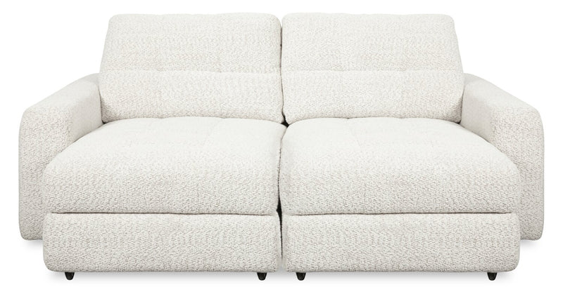 Elevate Modular 82\" Beige Chenille Fabric Loveseat with Power Sliding Chairs and USB Ports