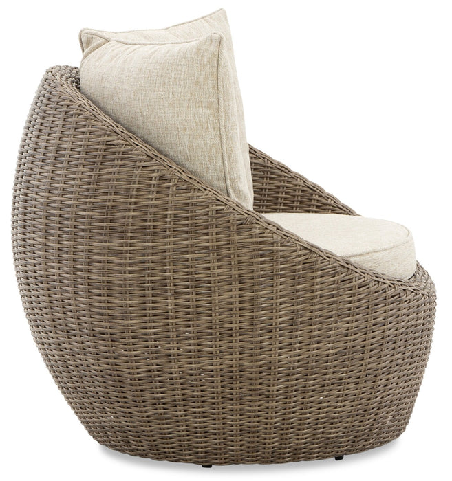Lume Outdoor Patio Set of 2 Chairs - Resin Wicker & Nuvella Fabric , UV & Weather Resistant - Natural/Beige 