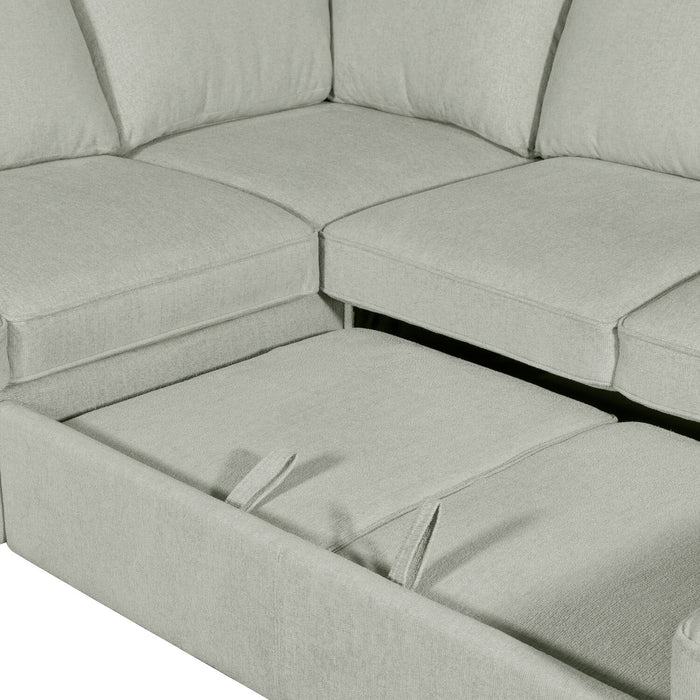 Haven 4-Piece Chenille Left-Facing Sleeper Sectional - Seafoam