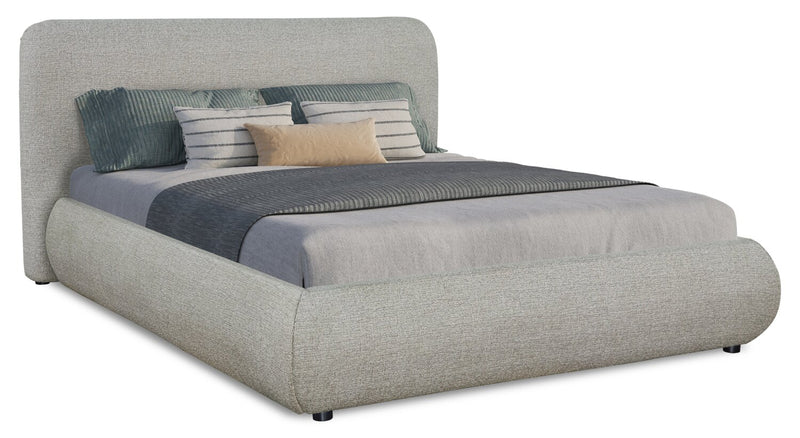 Luka Upholstered Platform Bed in Grey Fabric - Queen Size