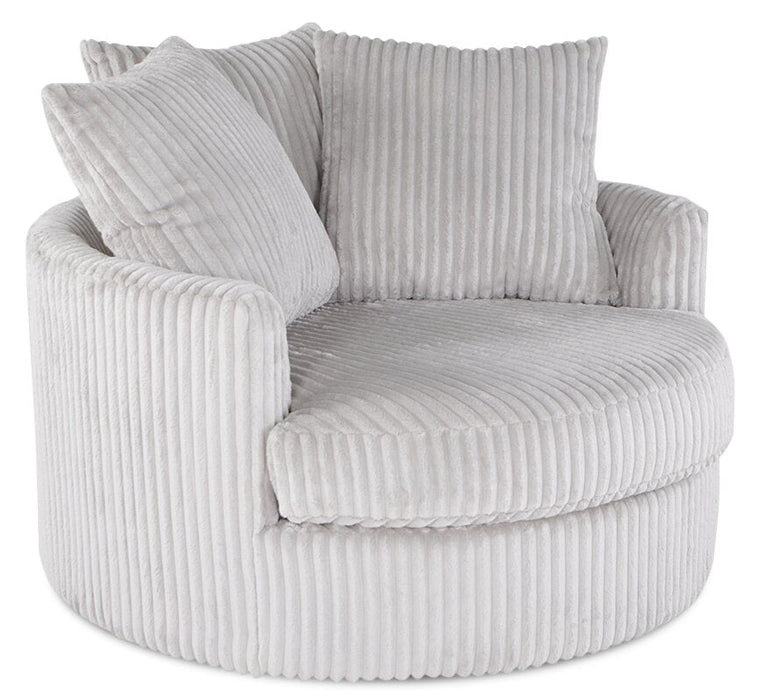 Made in Canada Grande 48\" Chenille Fabric Cuddler Accent Chair - Groove Mist Grey 
