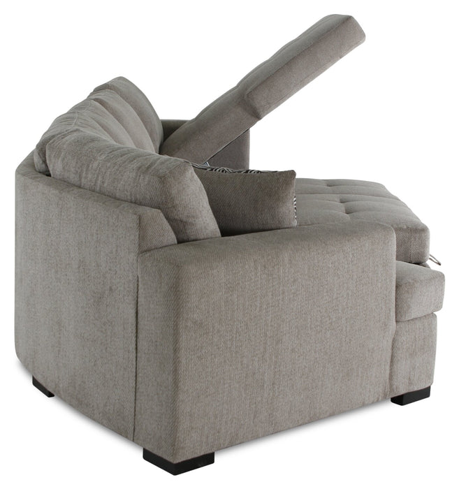 Legend 3-Piece Left-Facing Chenille Cuddler Sleeper Sectional with Chaise - Platinum 