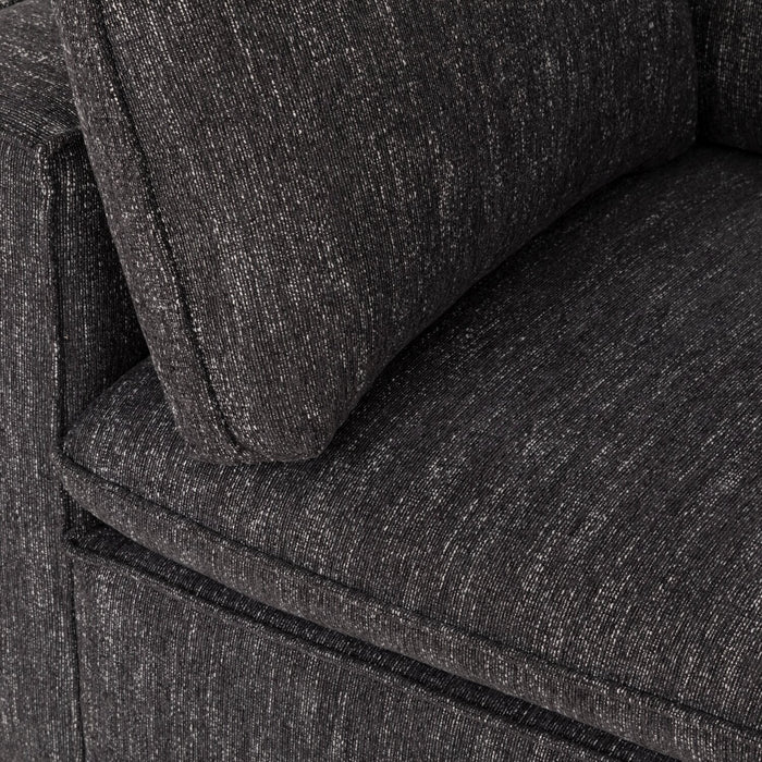 Fusion Modular 83.46\" Charcoal Grey Chenille Fabric Loveseat with Removable Feather Down Back Cushions 