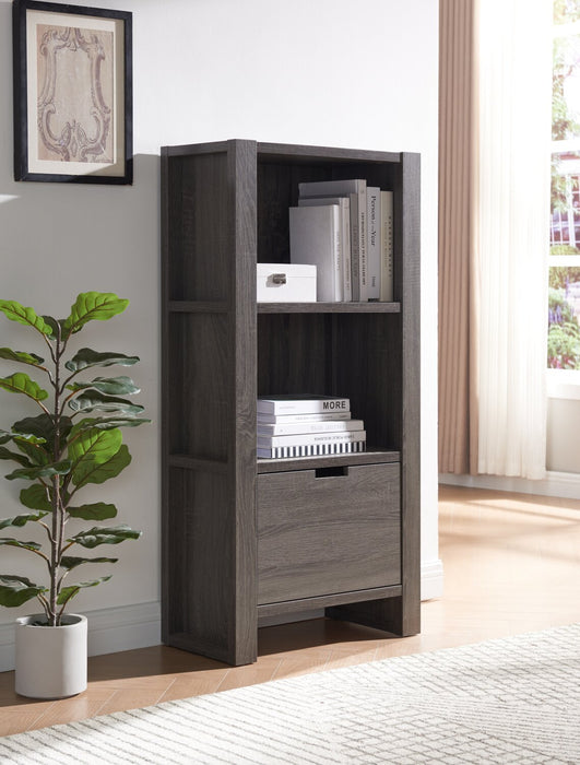 Oscar Owen 2-Shelf Bookcase with File Drawer - Grey