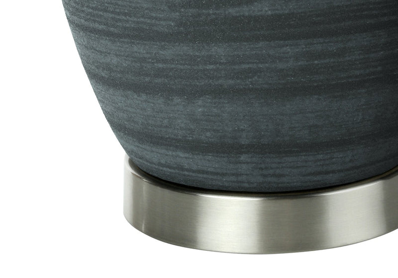 24\" Blue with Silver Base Ceramic Table Lamp