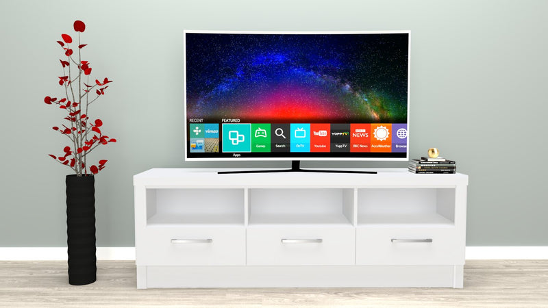 Rio 65\" Modern TV Stand with Storage and Cable Management for TVs up to 75\"- White