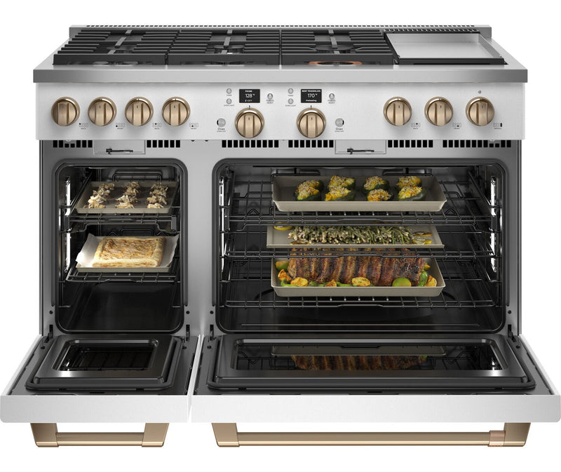 Cafe 8.25 Cu. Ft. Smart Dual Fuel Range with True European Convection and Self Clean Racks - Matte w… 