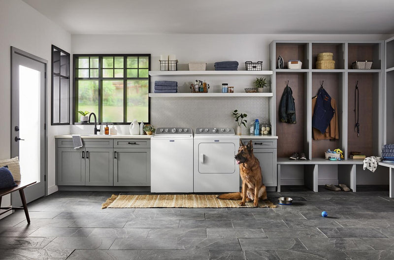 Maytag 5.4 Cu Ft. Top Load Washer with Pet Pro Option and 7.0 Cu Ft. Gas Dryer – White 