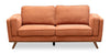 Kort & Co. Kassia 80\" Orange Linen-Look Fabric Condo-Size Sofa with Wood Base and Legs