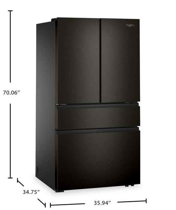 Whirlpool 36\" 30 Cu. Ft. French Door Refrigerator – Fingerprint Resistant Black Stainless Steel - WRMF3336SV