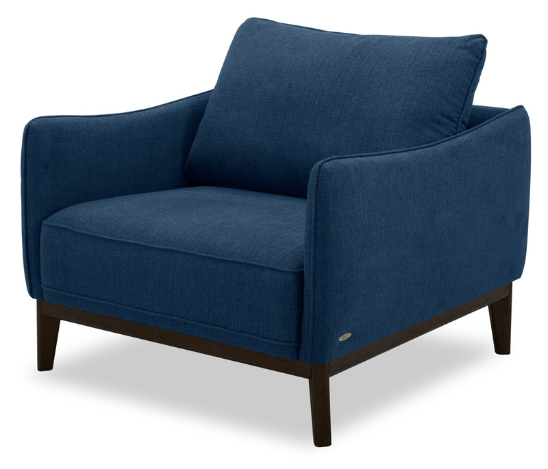 Cindy Crawford Home Gena 38.5\" Midnight Blue Linen-Look Fabric Chair with Removable Back Cushion