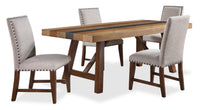 Boden 5pc Dining Set with Table & 4 Nailhead Trim Chairs, Trestle Base, 78
