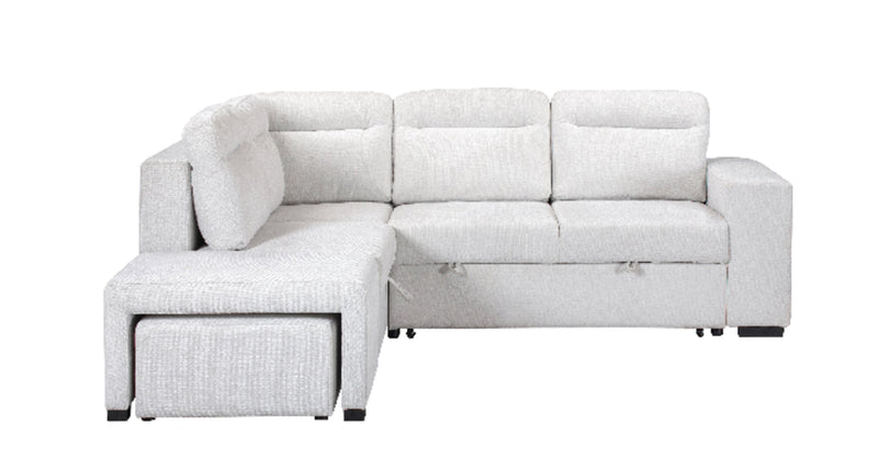 Primo Coast 3-Piece Left-Facing Ivory White Fabric Sleeper Sectional with Storage Chaise and Storage Armrest