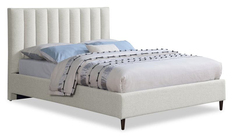 Kort & Co. Rain Upholstered Platform Bed in Taupe Fabric, Tufted - Queen Size