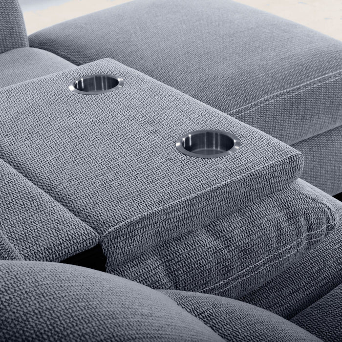 Meadow 2-Piece Right-Facing Charcoal Grey Chenille Fabric Power Reclining Sectional with Storage Chaise