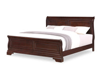 Marco Panel Bed with Headboard & Frame, Cherry Brown - Queen Size 