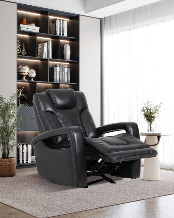 Kenzo 35\" Black Faux Leather Power Reclining Chair with Power Headrest, Footrest and USB Port