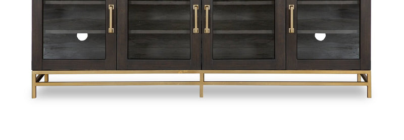 Cresset 70” Modern Solid Wood TV Stand with Storage and Cable Management for TVs up to 75\" - Coffee