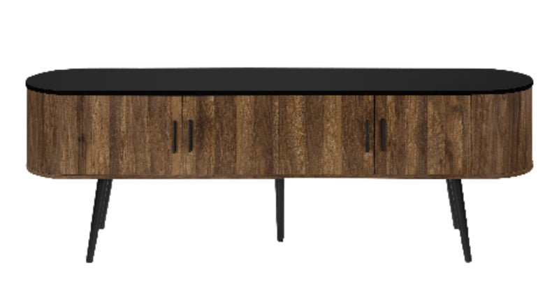 Elle 72\" Rustic TV Stand with Storage and Cable Management for TV's up to 80\"- Dark Brown and Black