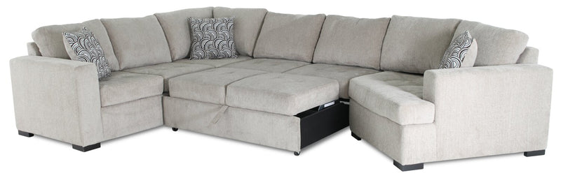 Legend 3-Piece Right-Facing Chenille Cuddler Sleeper Sectional - Platinum 