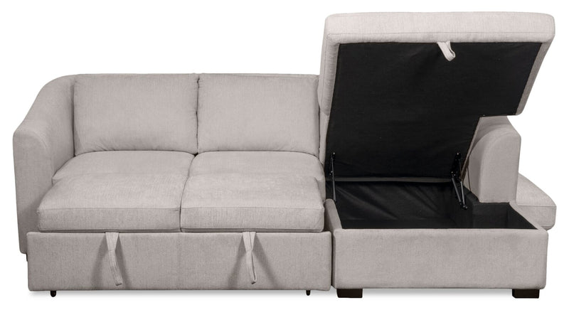 Envy 2-Piece Right-Facing Chenille Fabric Sleeper Sectional with Storage Chaise - Fog Grey