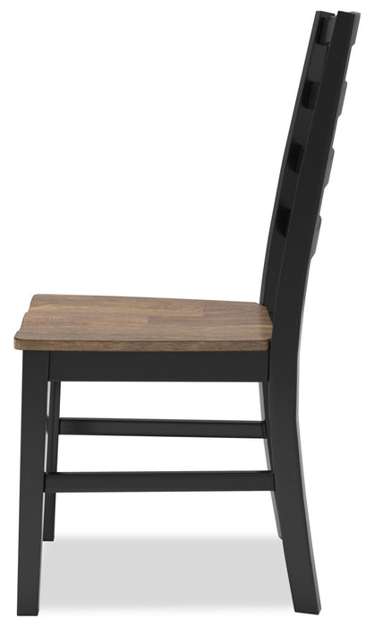 Raven Dining Chair, Slat-Back - Two-Tone Black & Brown