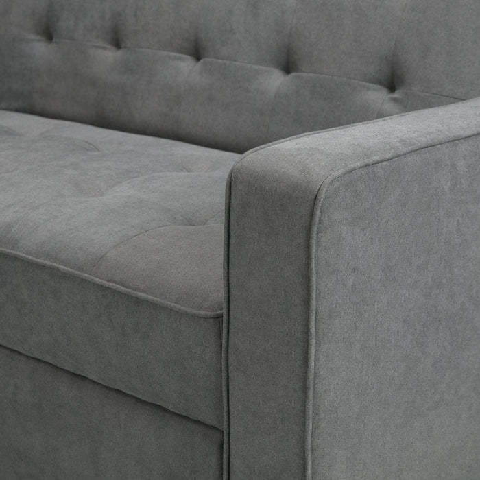 Cory 59\" Velvet Fabric Klik Klak Futon with Tufting - Grey 