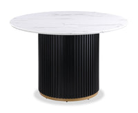 Kort & Co. Capri Round Dining Table with Marble-Look Top & Gold Accent, 47