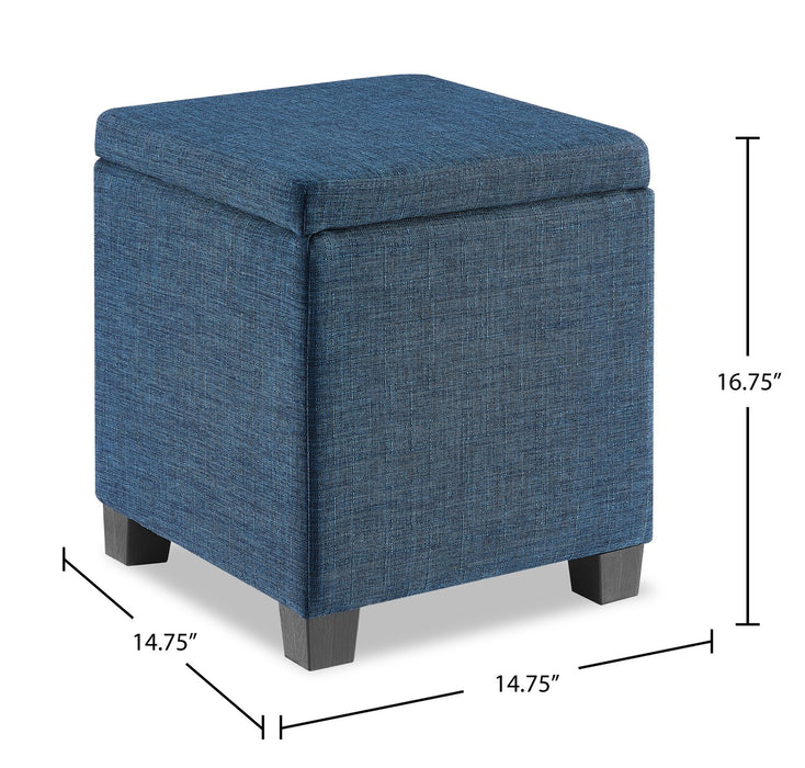 Ottawa Square Fabric Storage Ottoman - Navy
